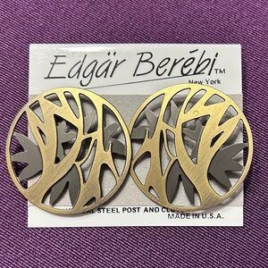 Edgar Berebi earrings matte gold and black unworn vintage pierced